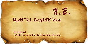 Nyéki Boglárka névjegykártya